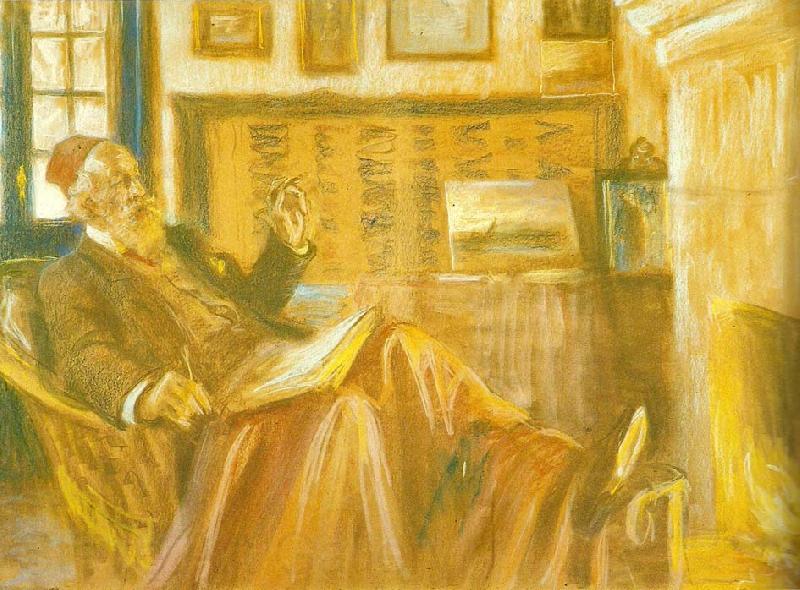Peter Severin Kroyer ved kaminilden, portrat af holger drachmann Spain oil painting art